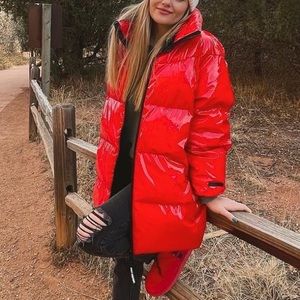 Juicy Couture black label oversized puffer down jacket- Vinyl red